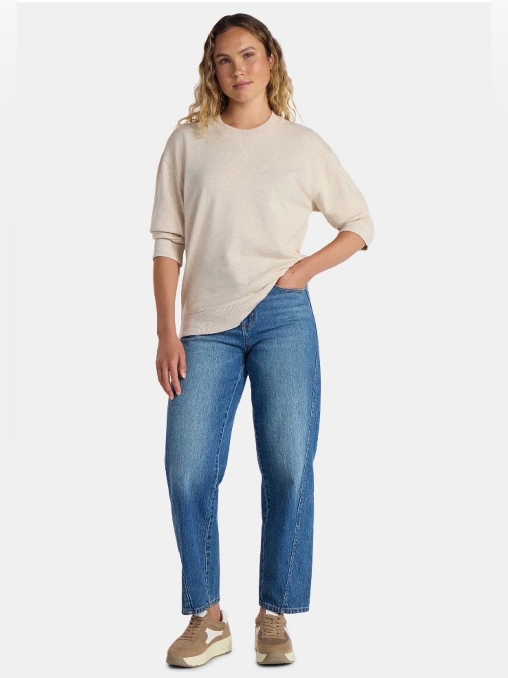 Time and Tru Women’s French Terry Crewneck Sweatshirt, Size XXXL
